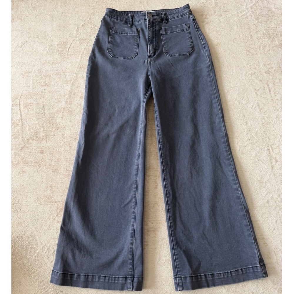 Rollas High Rise Wide Leg Sailor Jeans Faded Black Gray Size 28 Aussie 10